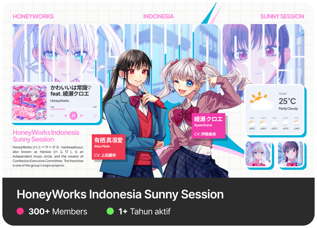 Kartu Discord HoneyWorks Indonesia Sunny Session: 300+ member, 1+ tahun aktif