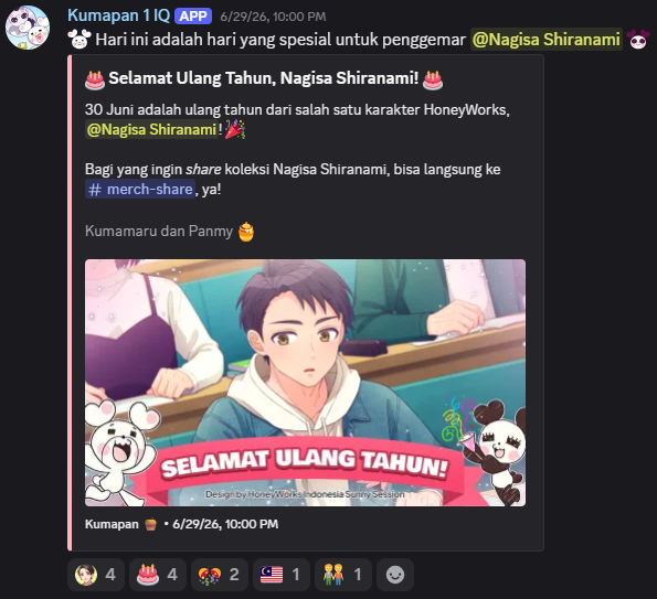 Contoh pengumuman ulang tahun Nagisa